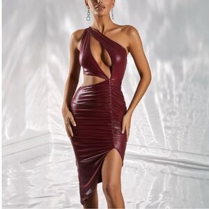 Oh Polly Asymmetrical Burgundy Dress